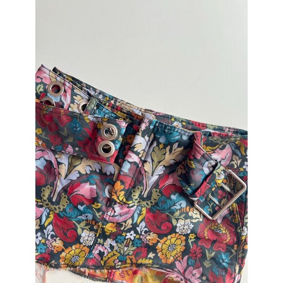 MARQUES ALMEIDA Floral Brocade Belted Asymmetrical Ultra Mini Skirt, Size 8 - Picture 12 of 16